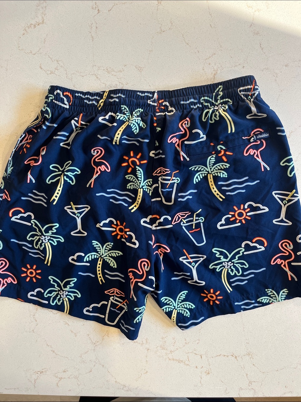 chubbies Navy Neon Tropical Icon Swim Trunks - Picture 3 of 6